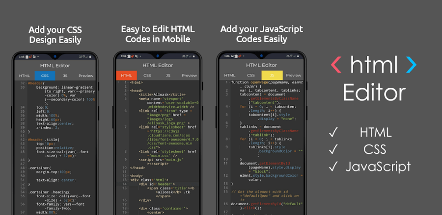 HTML Editor Mobile - AloHTML