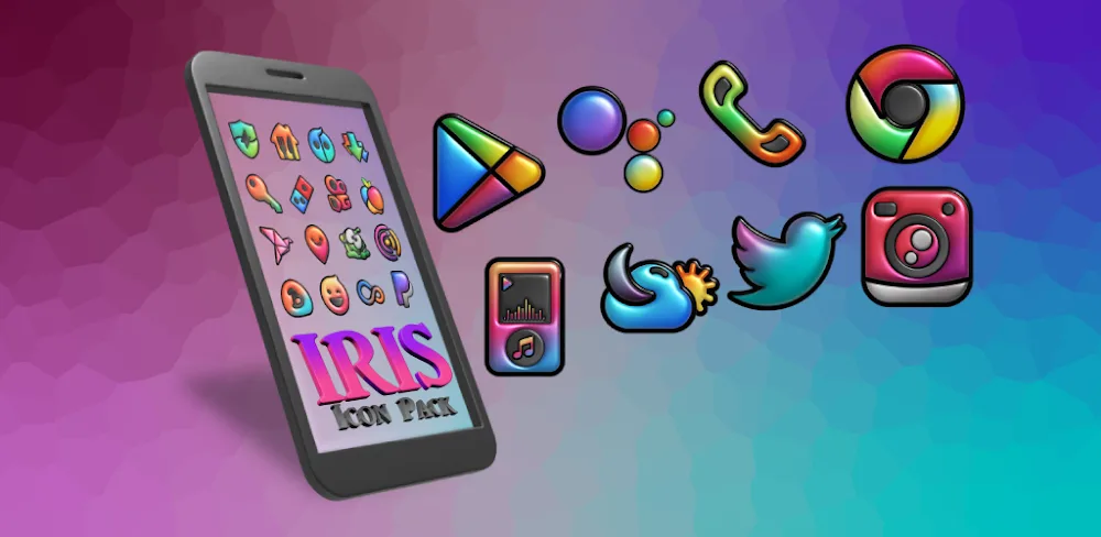Iris Dark Flat 3D Icon Pack