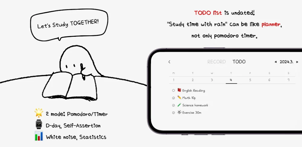 Study Time With Rain: Pomodoro